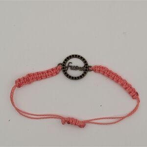 Pink Adjustable Friendship Bracelet “Friend” Charm Handmade Cord